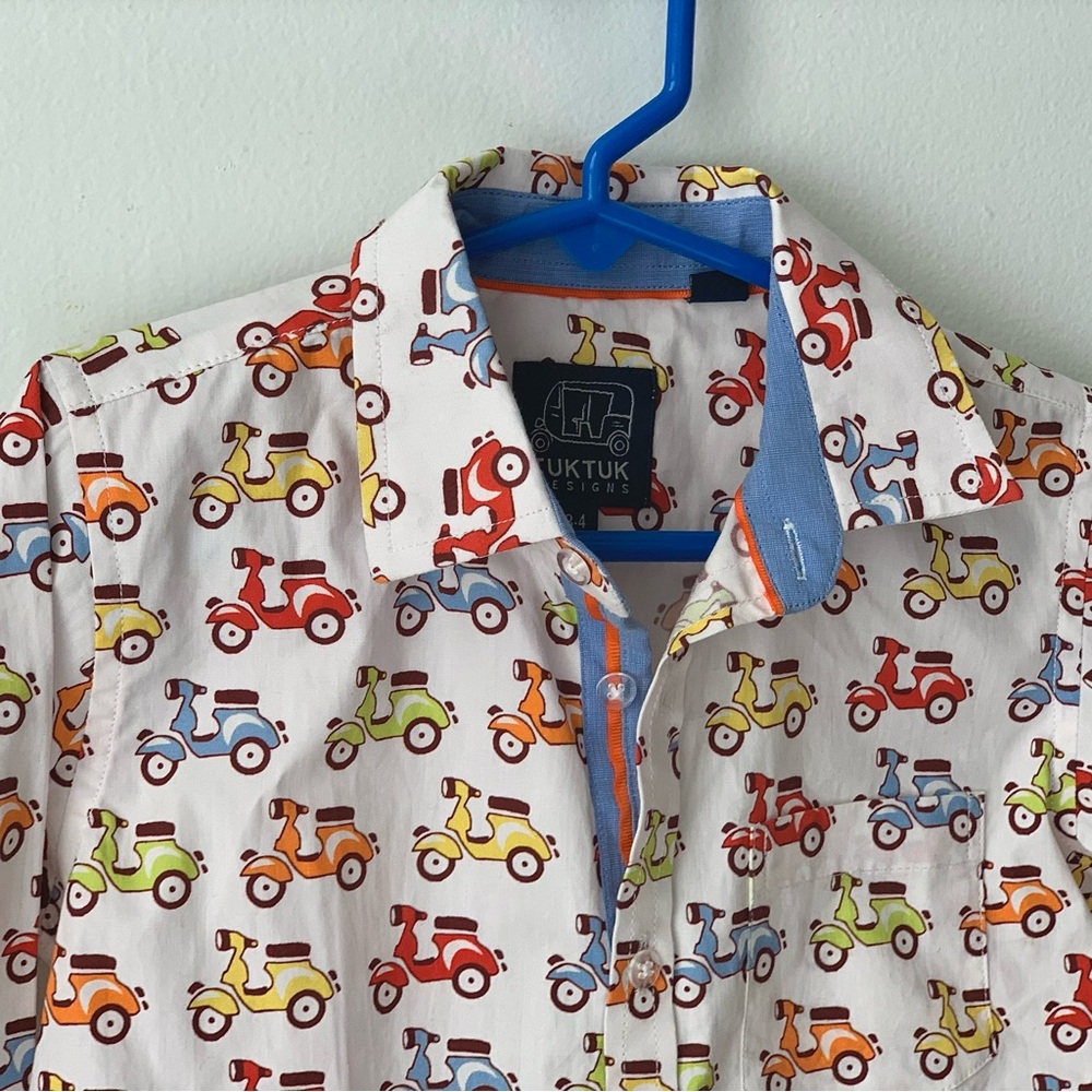 NWT Tuk Tuk Designs 4T child button down shirt, scooter print